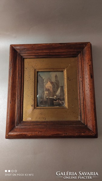 Antique original sergio cozzuol oil painting on copper plate with certificate on the back