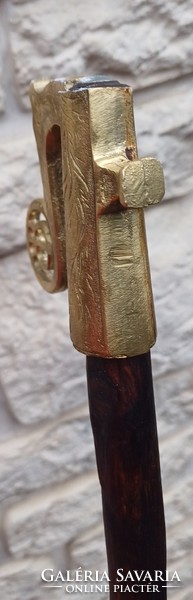 Shepherd's hook, gamo shepherd's stick, copper, decorative head handle, nice wooden part hiking stick, excursion.