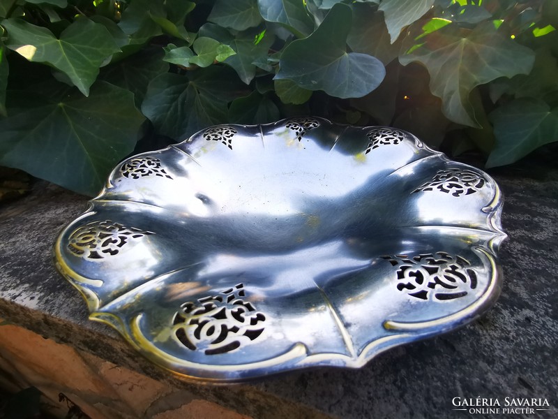 Old silver-plated openwork serving bowl
