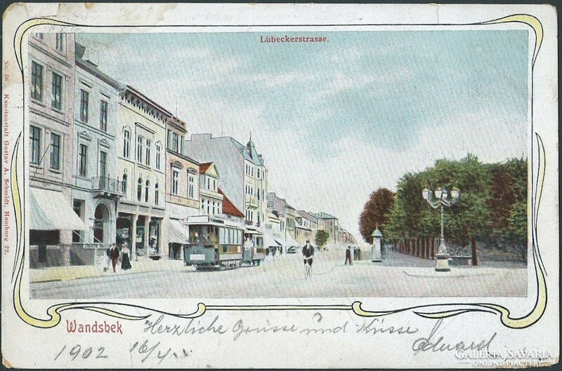Városi közlekedés Németország Wandsbek, Lübeck utca villamos forgalma 1902
