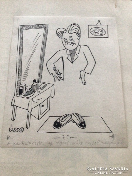 Kasso eredeti karikatúra rajza a Szabad Száj c. lapnak  19 x 15,5 cm