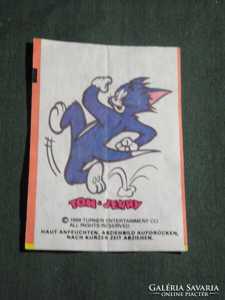 Rágópapír címke, Germany chewing gum insert. TOM & JERRY  tattoo,1989