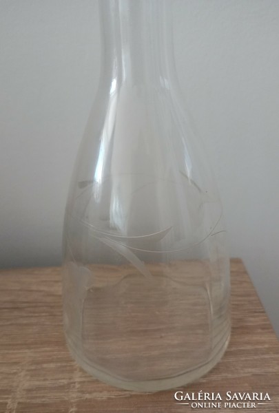 Likőrös palack, metszett üveg , régi darab