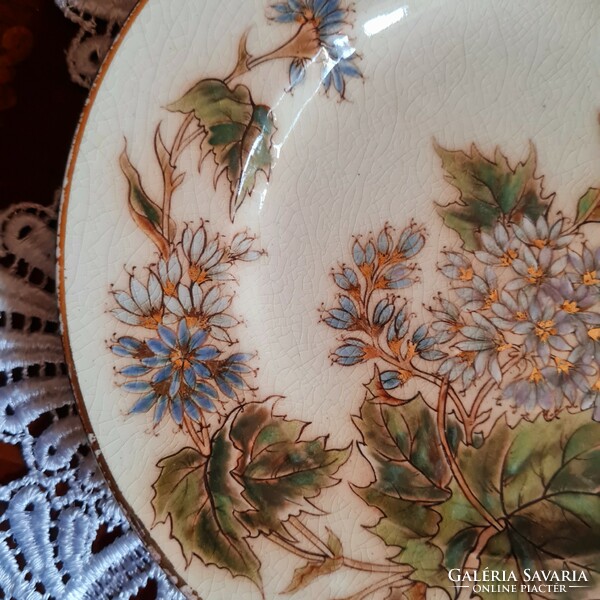 Beautiful hand-painted antique faience Zsolnay plate - rare decor