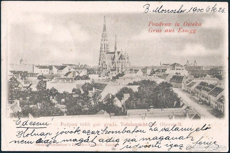 Délvidék (Horvátország) Eszék, város részlet látképe 1900