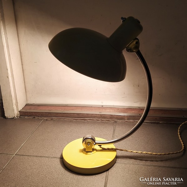 Bauhaus table lamp refurbished - christian dell - koranda /yellow - nickel/