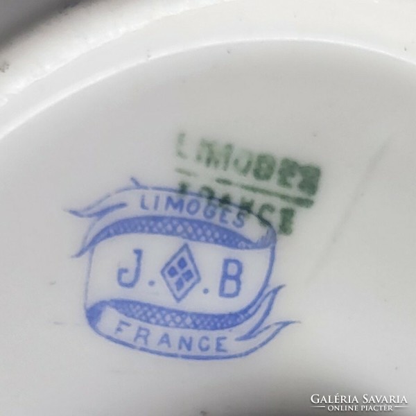 Limoges porcelán, J B Jean Boyer fedeles szószos kínáló, tál az 1920-as évekből.