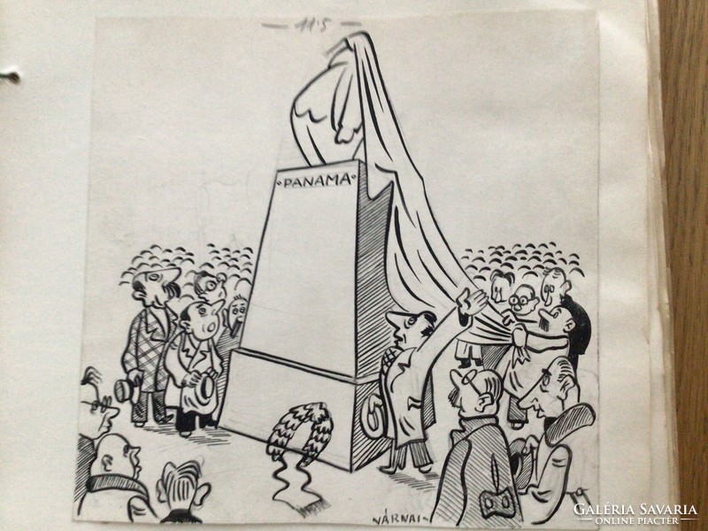 György Varna's original caricature drawing of the free mouth. For sheet 20 x 20 cm