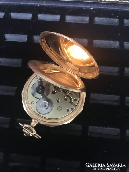 Arany régi IWC SCHAFFHAUSEN 14 k. Br: 76,7 g másodperc körös  dupla fedeles arany óra lánccal