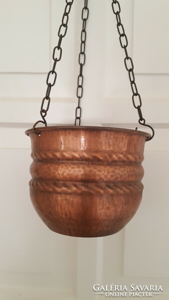Hanging red copper bowl