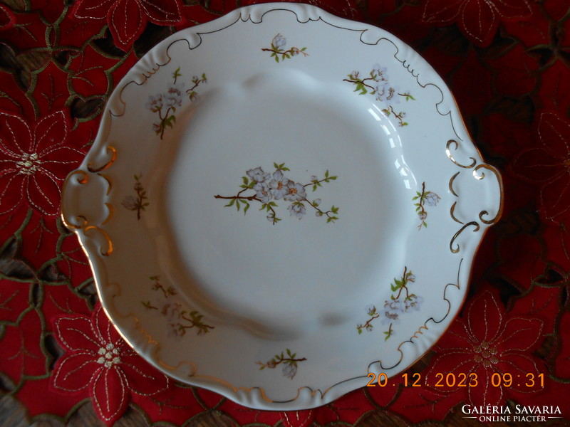 Zsolnay peach flower pattern pastry serving bowl
