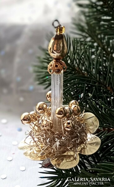 Üveg csipeszes gyertya karácsonyfa dísz 8cm
