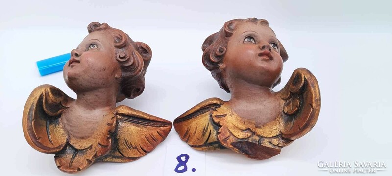 Pair of wooden angel figurines