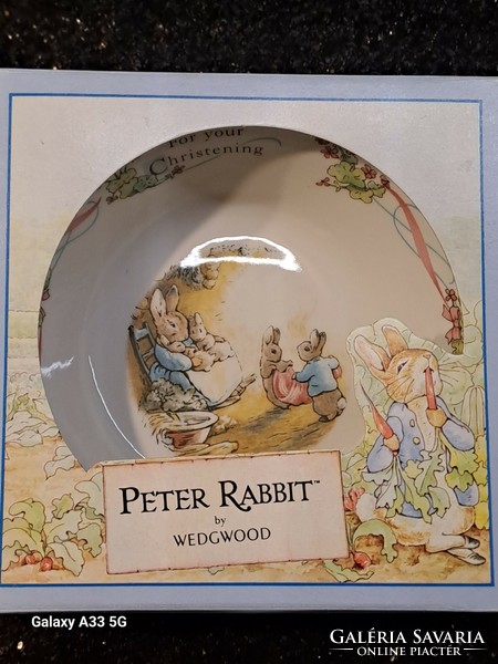 Wedgwood angol gyermek porcelán mély tányér kompótos tálka Nyúl Péter kalandjairól Peter Rabbit deko