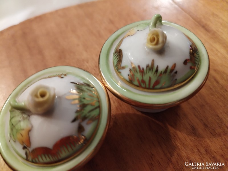 Herend porcelain container with Victoria pattern - miniature/ 2 pcs.