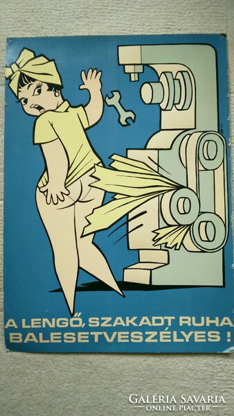 Zseniális régi munkavédelmi plakát 70es évek vintage dekor retro ipari dekor nem zománctábla reklám
