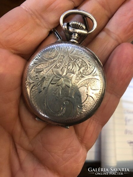 Silver pocket watch, art deco, size 5 cm working.