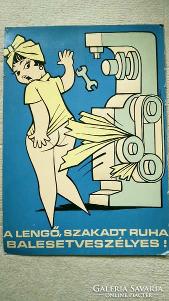 Zseniális régi munkavédelmi plakát 70es évek vintage dekor retro ipari dekor nem zománctábla reklám