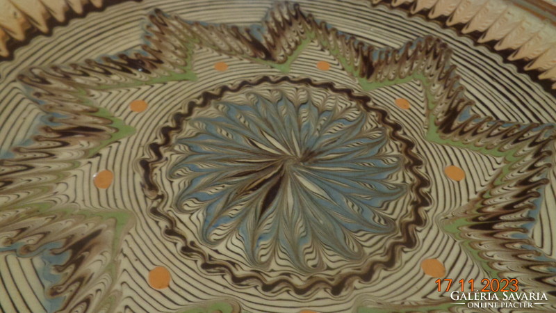 Népi kerámia  tányér ,  Basch .C. _ Tin Hurezu   átmérő 26 cm