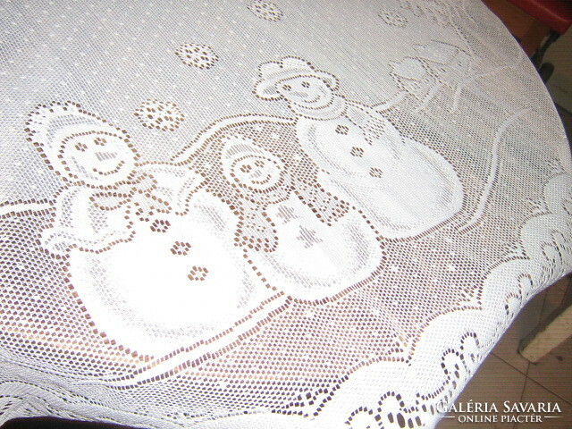 Cute winter picture Christmas tree sole cover lace tablecloth
