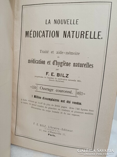 Antik természetgyógyász könyv orvosi szakkönyv francia nyelvű 2 kötet 817 8259