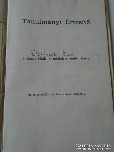 ZA478.10 Dittrich Éva (Arad) Győr 1947  értesítője Girtler Mária- Dittrich Aurél bankigazgató lánya