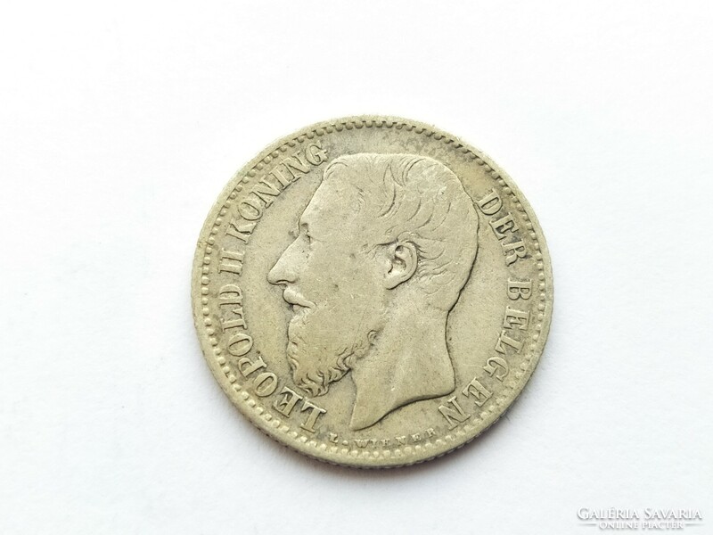 Belgium II. Leopold ezüst 1 frank 1886.