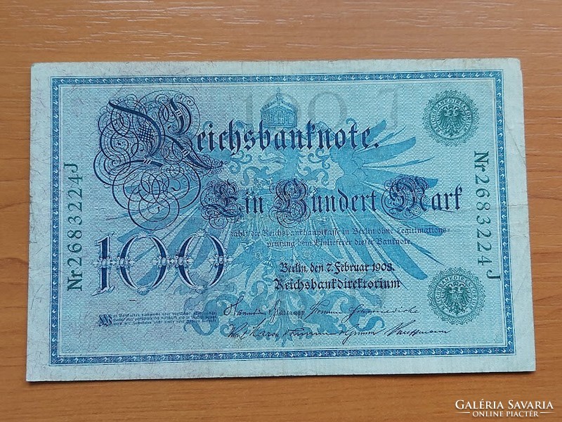 German Empire 100 Marks 1908 268.... Green stamp
