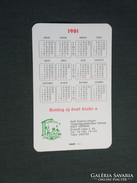 Card calendar, florasca flower farm, Győr sopron soil management company, 1981, (4)