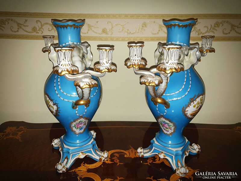 Immaculate Herend sp fireplace candle holder pair 2 pcs