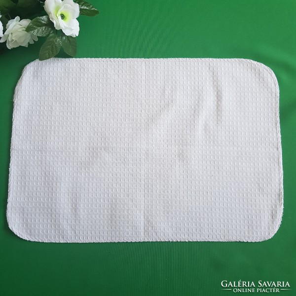 New, custom-made, plain white cotton kitchen towel, tea towel