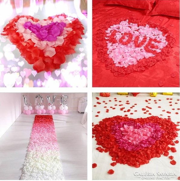 Packs of 100 textile flower petals, rose petals, petals in coral red color