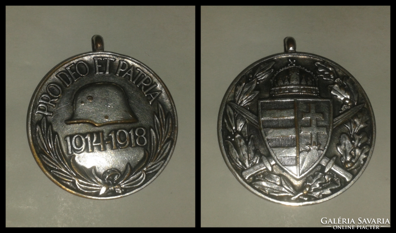 Háborús kitüntetés Kard és pajzs Bronz beütés a peremen ( szalag nélkül ) 1914-1918