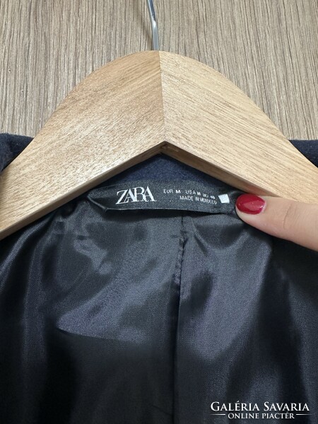 Férfi Zara átmeneti/téli hosszú sötétkék kabát M-es