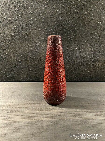 A real rarity, Zsolnay shrink-glazed, cracked, Eosin vase from 1959, designed by János Török