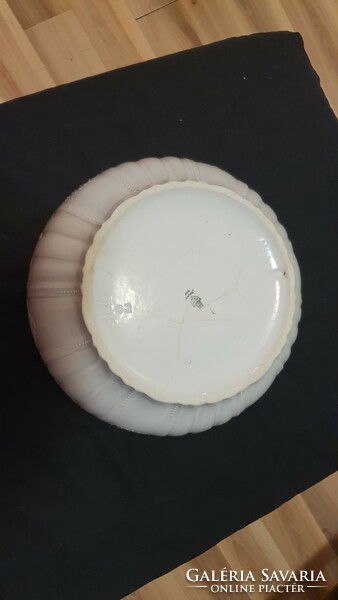 Antik, Zsolnay porcelán koma tál, pogácsás tál. 28 cm. átmérő.