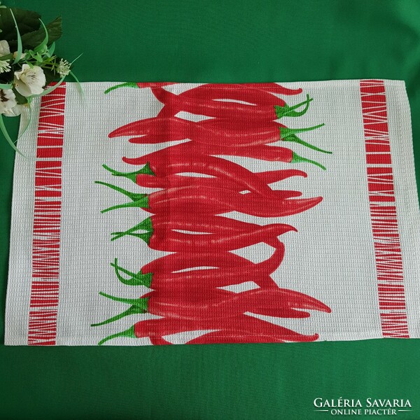 New, custom-made hot pepper, cotton tea towel with paprika pattern, tea towel