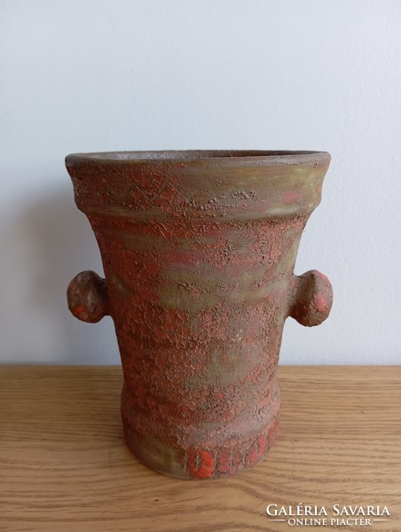 Retro Hungarian ceramic mortar. Chalk