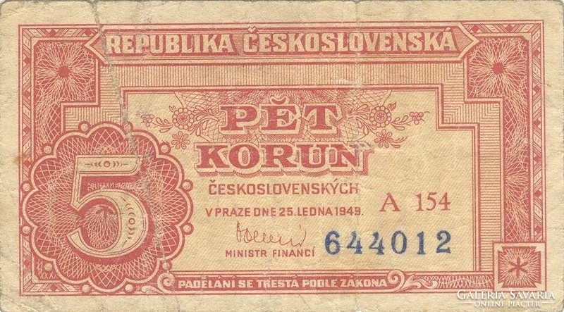5 korun korona 1949 Csehszlovákia 1.
