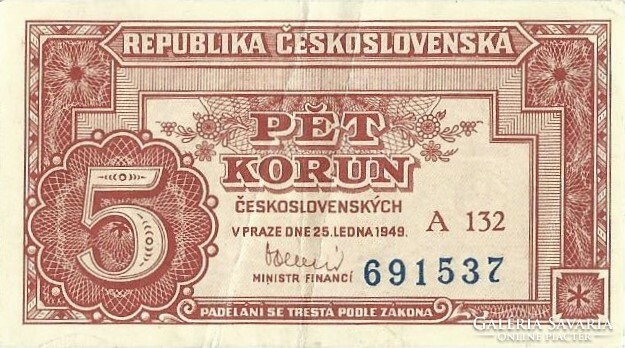 5 korun korona 1949 Csehszlovákia 2.