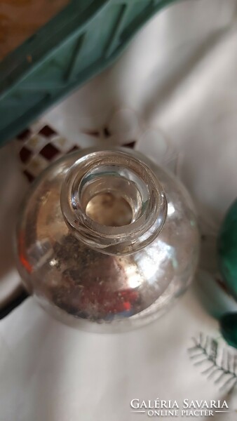 Antik üveg gömb vastag foncsorozott huta üveg dekoráció
