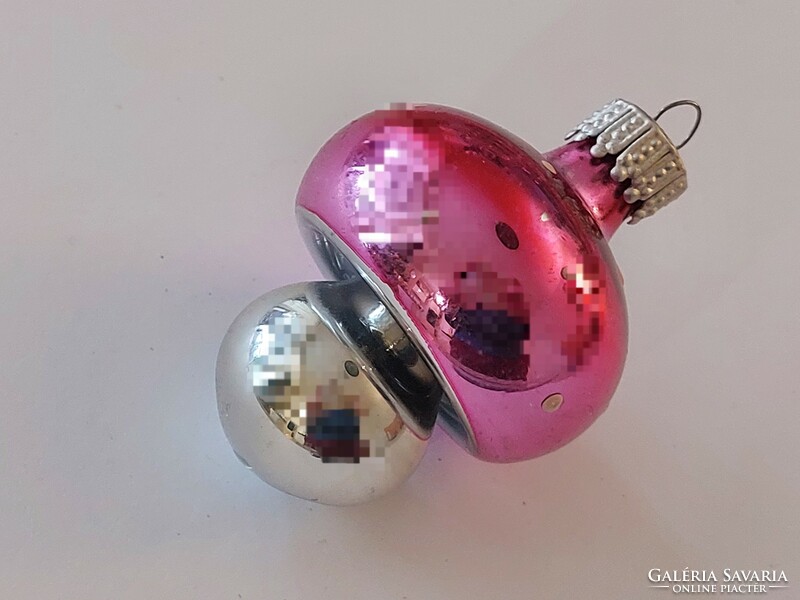 Old glass Christmas tree decoration pink mushroom glass decoration