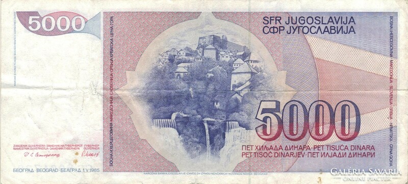 5000 Dinars 1985 Yugoslavia 1.
