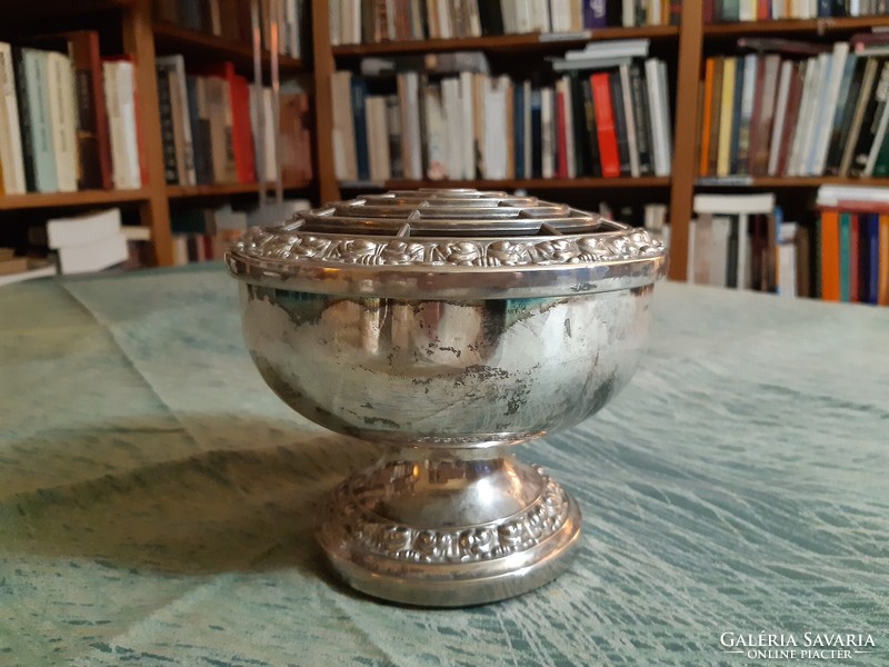 Ezüstözött angol vintage rózsatartó váza
