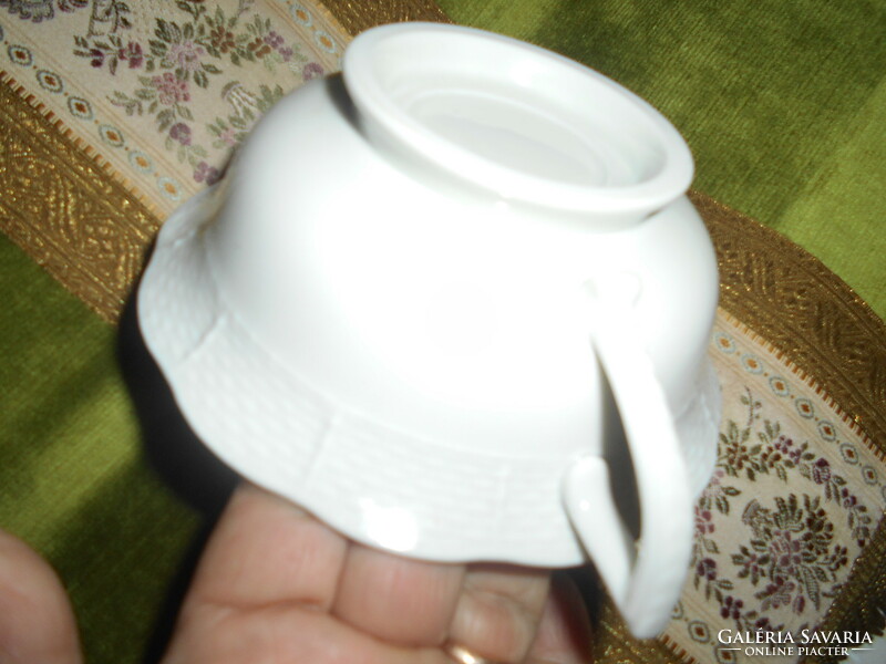 Herend porcelain soup cup - rim basket pattern (white goods)