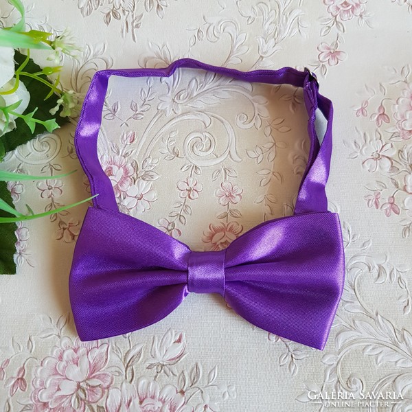 New purple satin bow tie