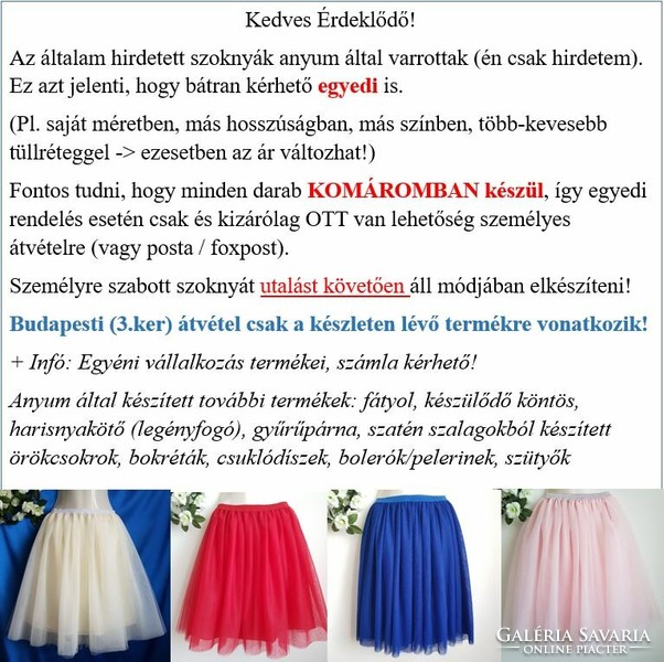New, custom-made royal blue tulle skirt, bridesmaid long, maxi skirt