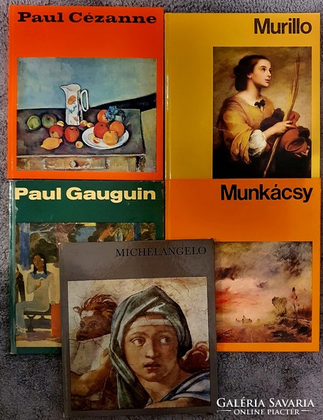 5 piece art album - Cézanne, Gauguin, Michelangelo, Munkácsy, Murillo