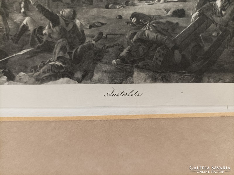 XIX. századi szines metszet, 23 x 33 cm-esek, keretezve.Austerlitz