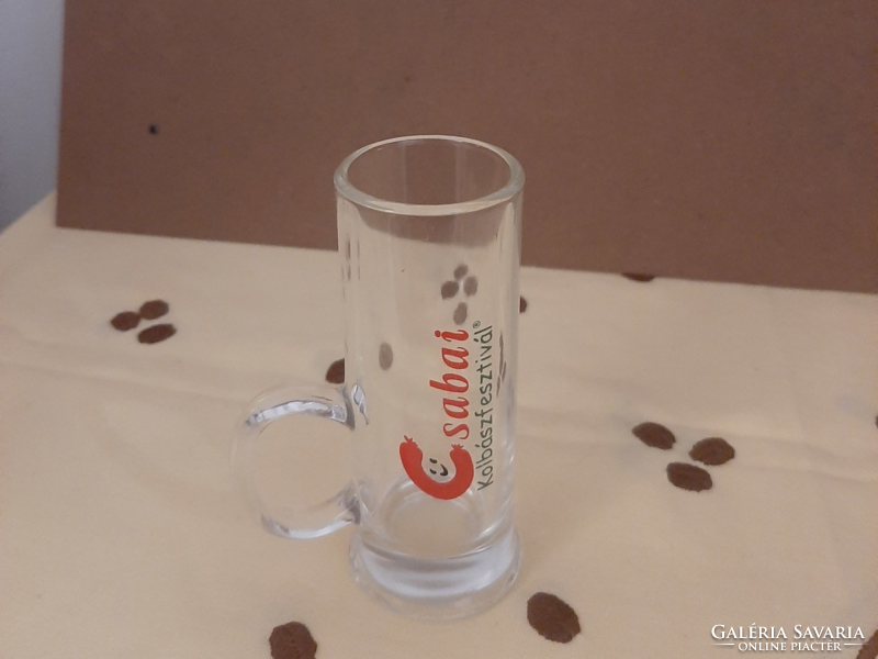 Csabai kolbászfesztivál felirat pálinkás pohár (Békéscsaba) 10 cm